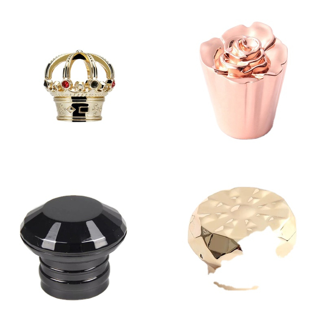 Wholesale Plastic Acrylic Luxury Perfume Cap Press Gold Silver Rectangle Perfume Bottle Caps for Perfume Bottle