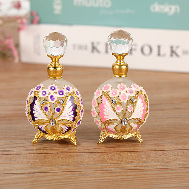 25ml Patented Metal Hummingbird Glass Perfume Bottle Frosted Essential Oil Refillable Attar Bottles Factory Outlet#57336/58888
